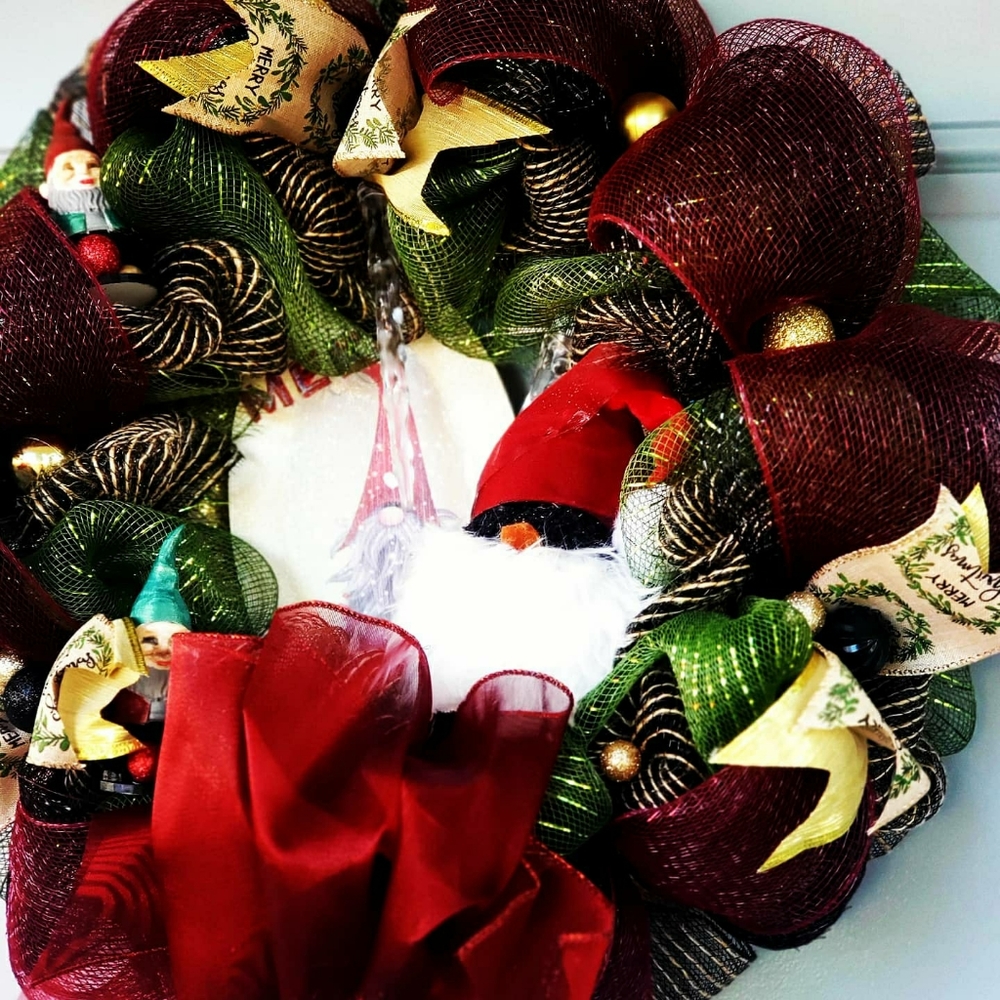 Gnome Christmas wreath for front door